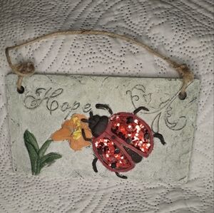 Charming Red Ladybug Hanging Plaque